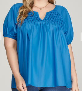 Blue Poplin Top