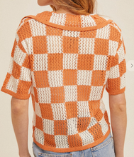 Load image into Gallery viewer, Orange Checkered Crochet Top
