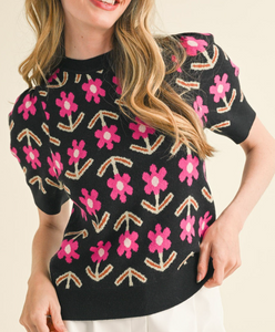 Floral Knit Sweater Top **2 COLORS**