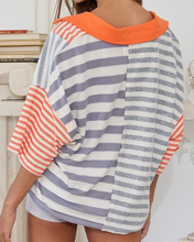 Load image into Gallery viewer, Striped Patchwork Oversized Top
