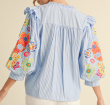 Load image into Gallery viewer, Striped Flower Embroidered Top **2 COLORS**
