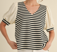 Load image into Gallery viewer, Striped Puff Sleeve Top **3 COLORS** - PLUS
