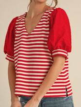 Load image into Gallery viewer, Striped Puff Sleeve Top **3 COLORS** - PLUS
