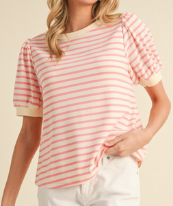 Striped Bubble Sleeve Top **4 COLORS**
