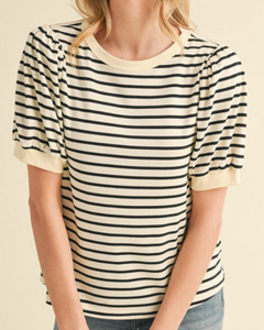 Striped Bubble Sleeve Top **4 COLORS**