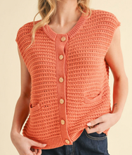 Load image into Gallery viewer, Tangerine Crochet Vest

