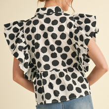 Load image into Gallery viewer, Polka Dot Peplum Top **2 COLORS**

