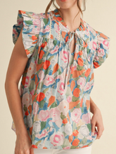 Load image into Gallery viewer, Floral Tie Neck Top **2 COLORS**
