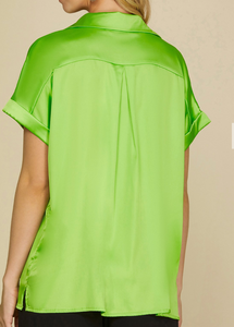 Satin Button Down Top **2 COLORS**