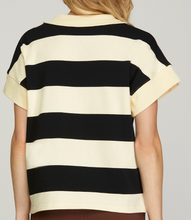 Load image into Gallery viewer, Short Sleeve Striped 1/4 Zip Pullover **2 COLORS** - PLUS
