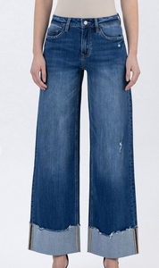 Wide Leg Cuffed Lovervet Jeans - PLUS