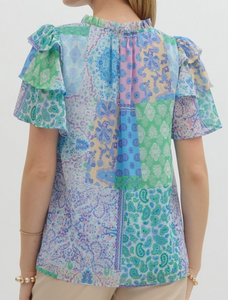 Patchwork Printed Top **2 COLORS**