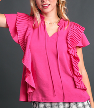 Load image into Gallery viewer, Pleated Ruffle Top **3 COLORS**
