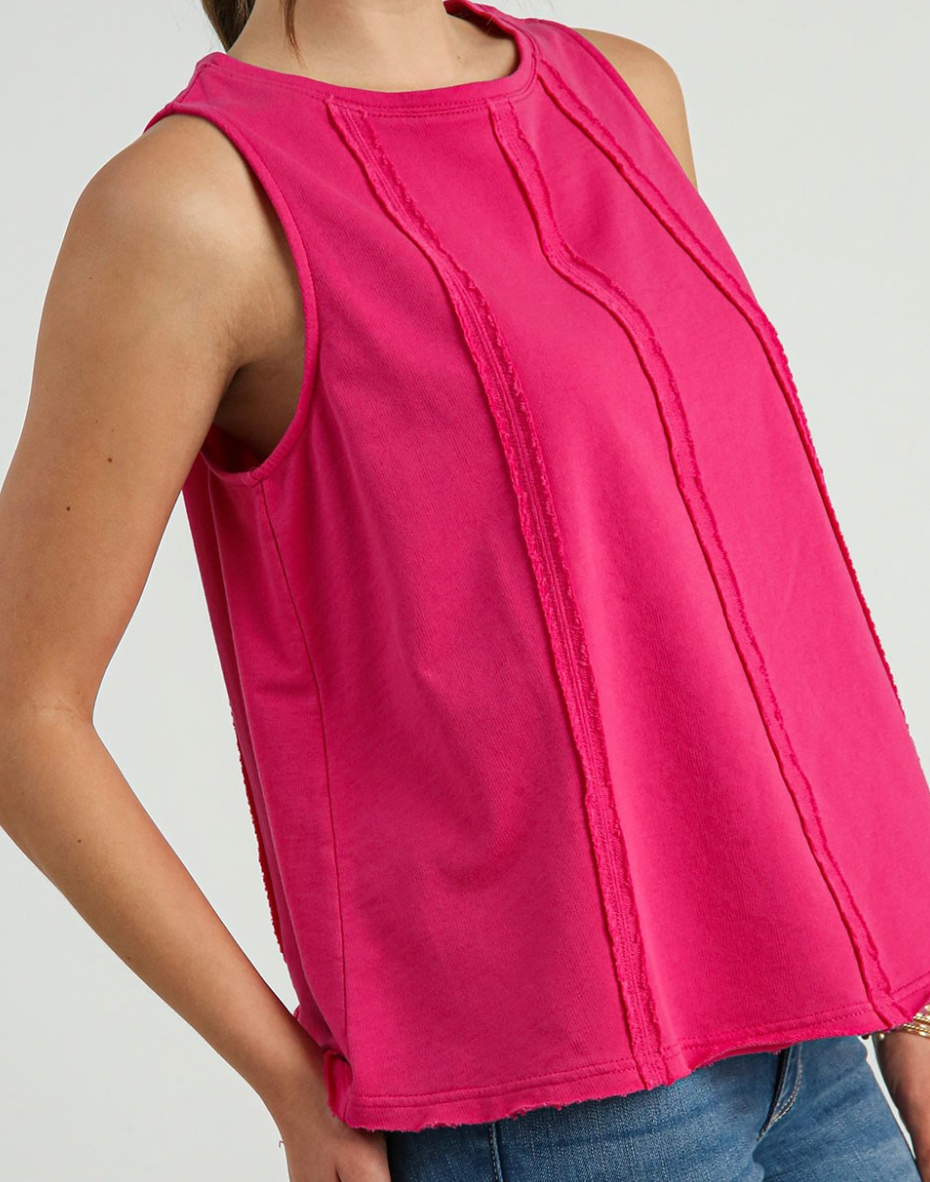 Vertical Frayed Seam Tank Top **2 COLORS**