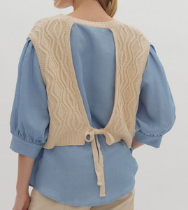 Chambray Mixed Top