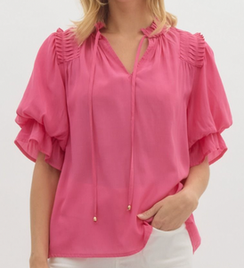 Pleated Shoulder Top **5 COLORS**