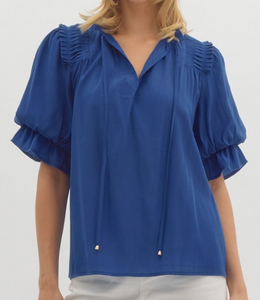 Pleated Shoulder Top **5 COLORS**