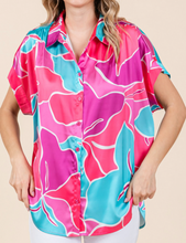 Load image into Gallery viewer, Satin Print Button Down Top **2 COLORS**
