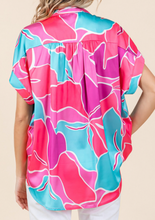 Load image into Gallery viewer, Satin Print Button Down Top **2 COLORS**
