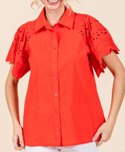Load image into Gallery viewer, Eyelet Sleeve Top **2 COLORS**

