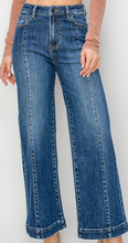 Load image into Gallery viewer, Dark Wash Front Seam Cropped Risen Jeans - PLUS
