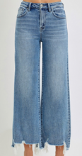 Load image into Gallery viewer, Medium Wash Step Hem Cropped Risen Jeans
