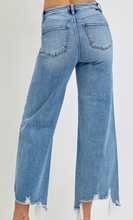 Load image into Gallery viewer, Medium Wash Step Hem Cropped Risen Jeans
