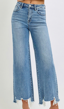 Load image into Gallery viewer, Medium Wash Step Hem Cropped Risen Jeans
