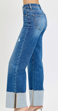 Load image into Gallery viewer, Dark Wash Wide Leg Cuffed Risen Jeans - PLUS
