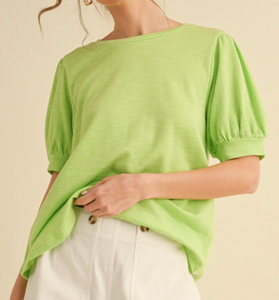 Ribbed Puff Sleeve Top **3 COLORS**