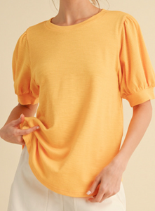 Ribbed Puff Sleeve Top **3 COLORS**