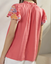 Load image into Gallery viewer, Coral Embroidered Sleeve Top - PLUS
