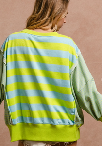 Lime And Blue Striped Pullover
