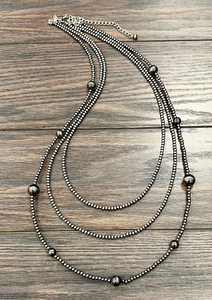 3 Strand Long Polished Necklace