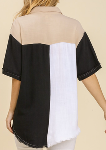 Linen Colorblock Top **2 COLORS**