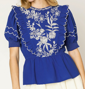 Embroidered Babydoll Top **3 COLORS**
