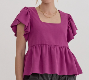 Peplum Square Neck Top **3 COLORS**