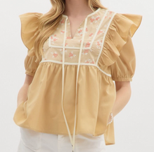 Load image into Gallery viewer, Floral Yoke Top **2 COLORS**
