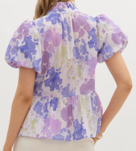 Load image into Gallery viewer, Purple Floral Babydoll Top
