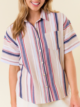 Load image into Gallery viewer, Multi Striped Button Down Top **2 COLORS**
