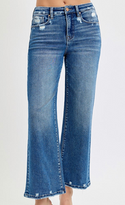 Medium Washed Tummy Control Cropped Risen Jeans