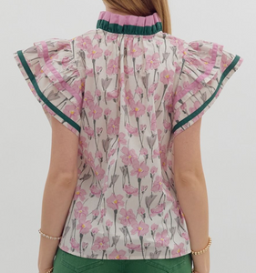 Floral Flutter Sleeve Top **2 COLORS**