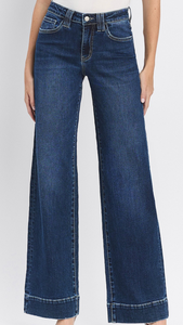 Dark Wash Wide Leg Trouser Hem Lovervet Jeans