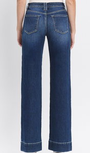 Dark Wash Wide Leg Trouser Hem Lovervet Jeans