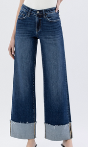 Wide Leg Cuffed Lovervet Jeans - PLUS