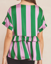 Load image into Gallery viewer, Green And Lavender Striped Top
