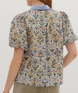 Diamond Floral Button Down Top **2 COLORS**