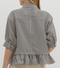 Load image into Gallery viewer, Striped Ruffle Hem Button Down Top

