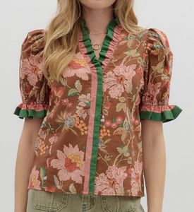 Floral Puff Sleeve Top **2 COLORS**