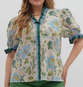Floral Puff Sleeve Top **2 COLORS** - PLUS